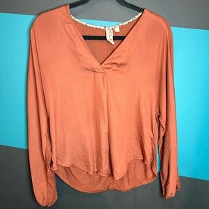Dolan Orangebrown Relaxed Blouse with Long Sleeves